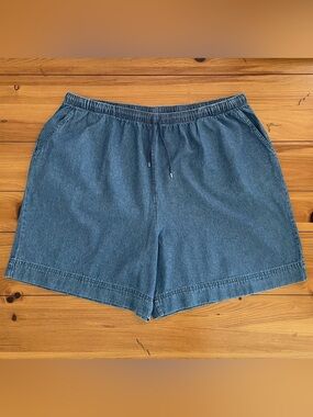 Coral Bay Blue Jean Shorts Drawstring Waistband Soft Cotton Women’s 2X